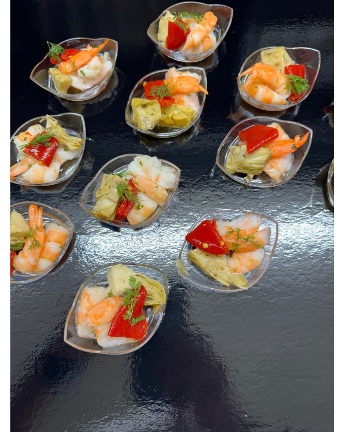 CASSOLETTE GAMBAS TOMATES CONFITES ET ARTICHAUTS