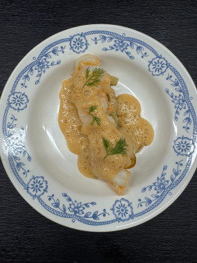 GAMBAS FLAMBEES A L'ABSINTHE TOMBEE DE FENOUIL