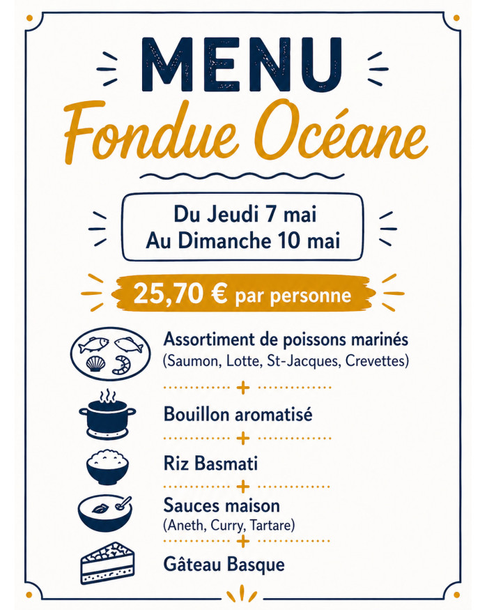 Menu Fondue Océane